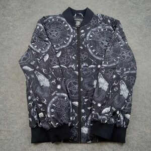 Blackcraft Cult Jacket Men Large Bomber Occult Pentagram Zodiac Allover Print BC